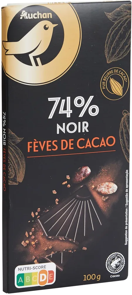 74% noir fèves de cacao