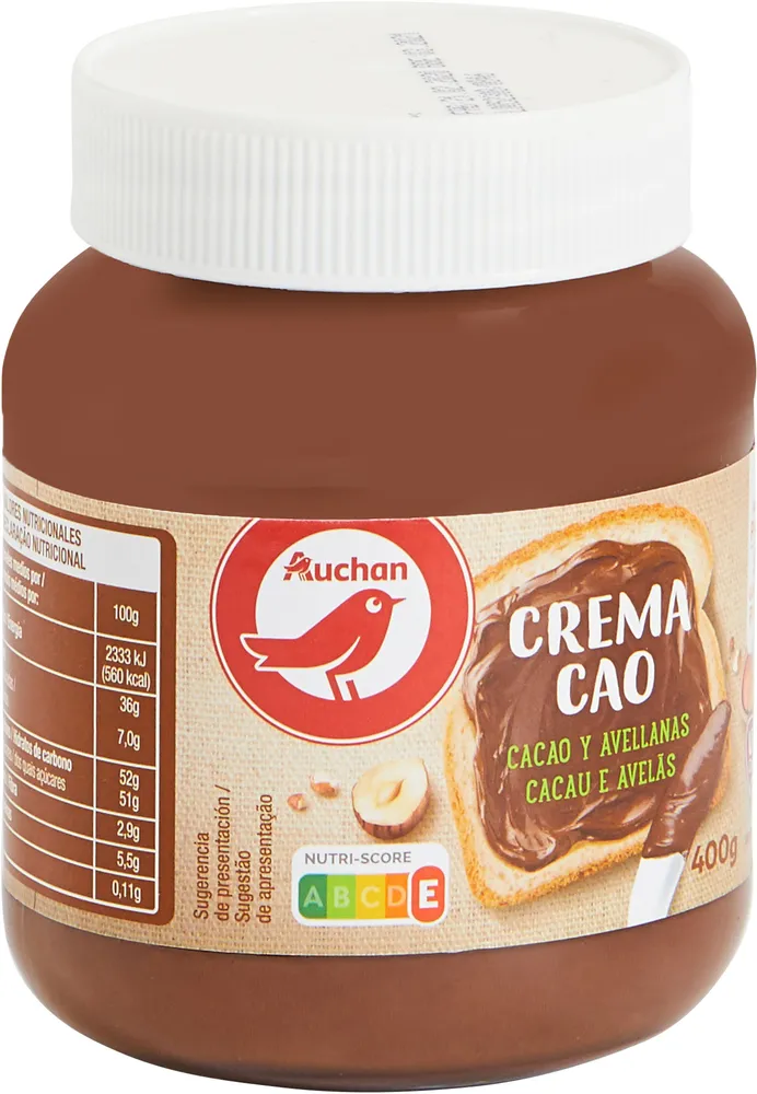 AUCHAN TARTINABLE CACAO et NOISETTES 13% 400G - PACK B