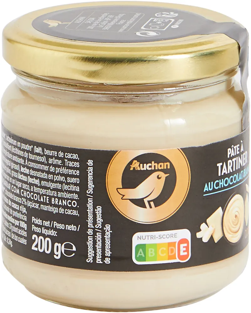 Auchan gourmet tartinable chocolat blanc 200g
