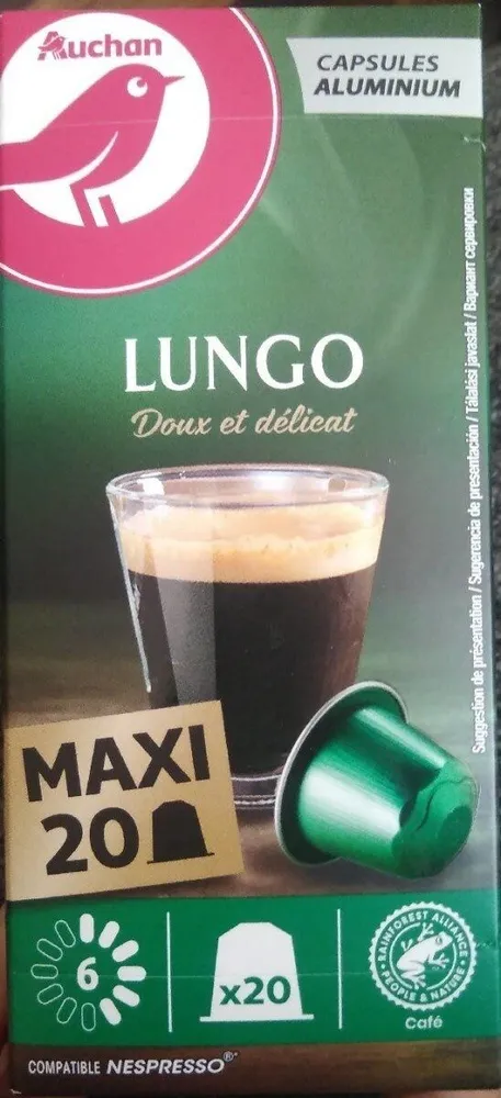 Auchan LUNGODoux et délicatCapsules aluminium