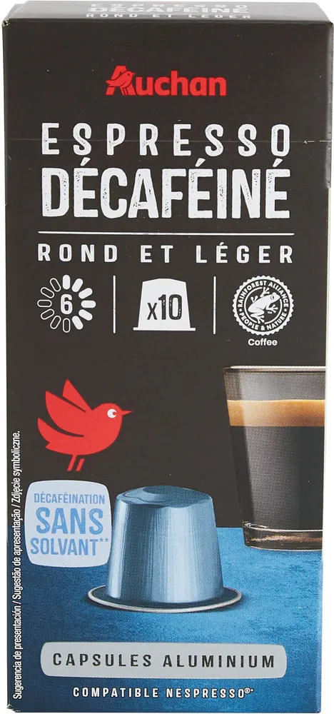 AUCHAN EXPRESSO DECAFFEINATORond et léger