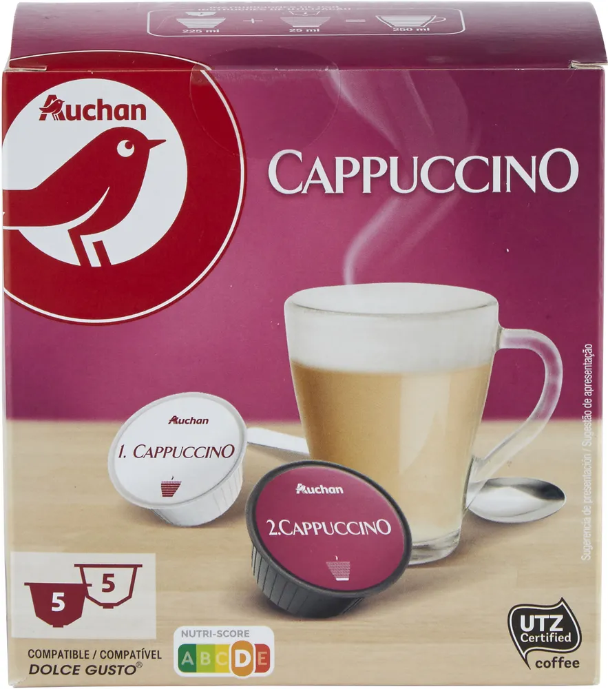 Auchan cafe capsules cappuccino dg x10 110g packb