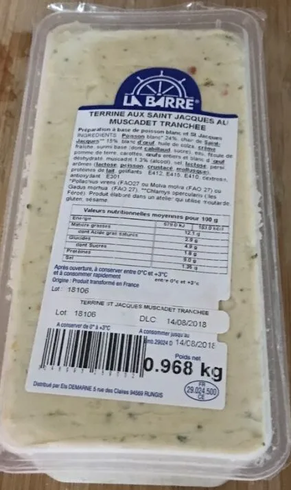 Terrine aux Saint Jacques au muscadet tranchées