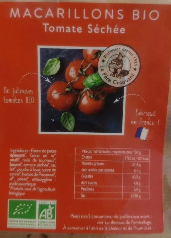 Macarillons Bio Tomate Séchée