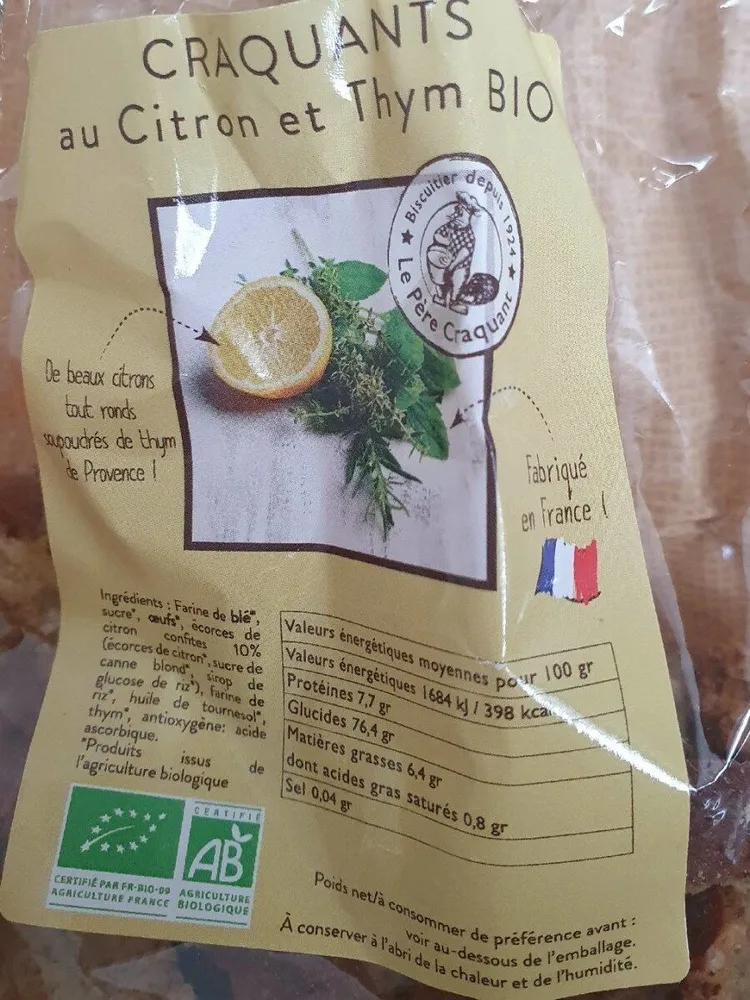 Croquants au citron et thym bio