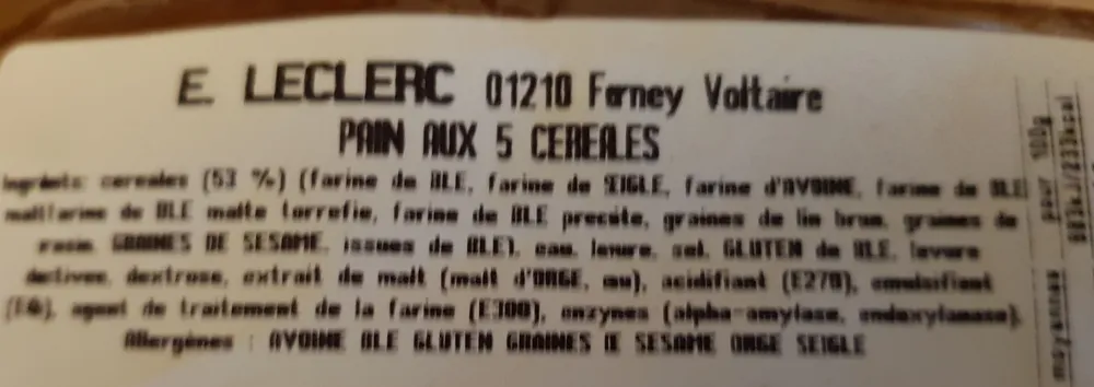 pain aux 5 céréales