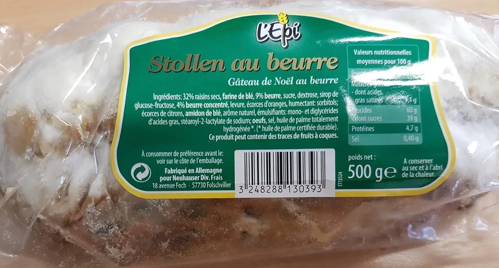 Stollen au beurre - Gâteau de Noël