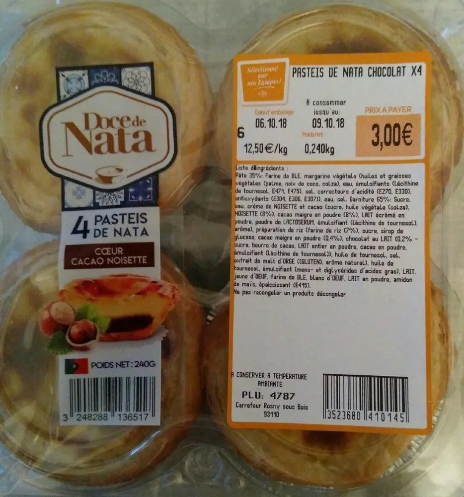 Pasteis de Nata cœur cacao noisette