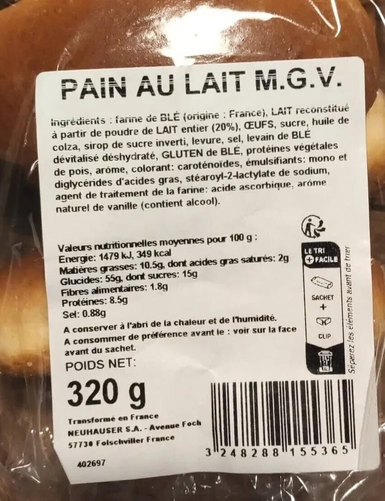 Pain au lait MGV
