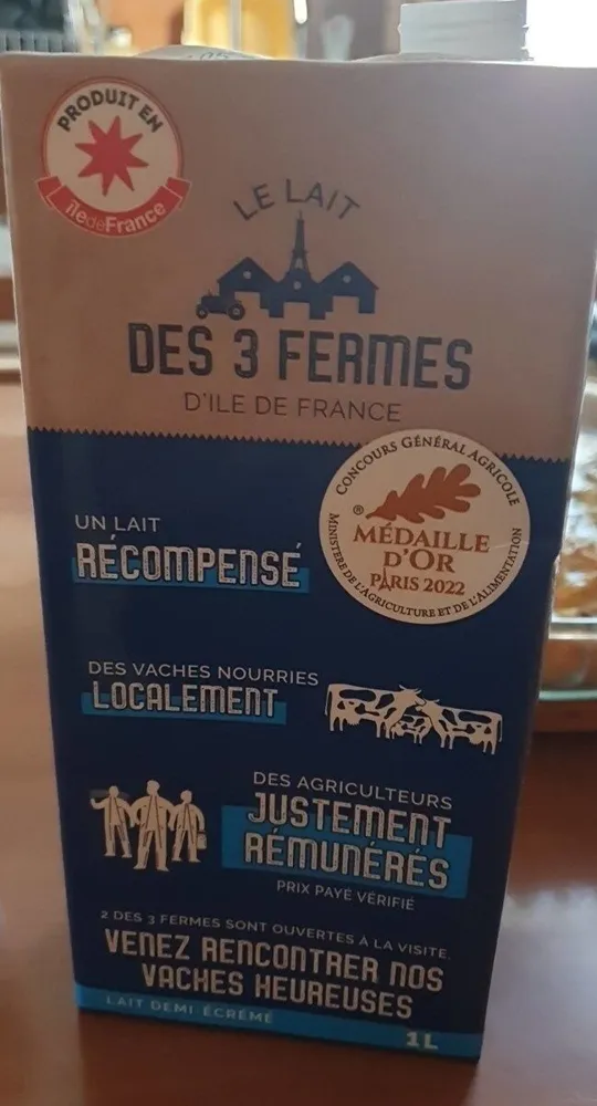 Le lait des 3 fermes d'Ile-de-France