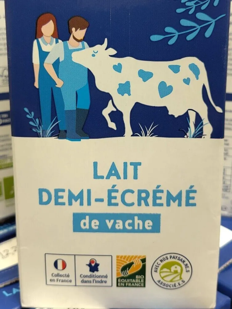 lait demi-écrémé de vache