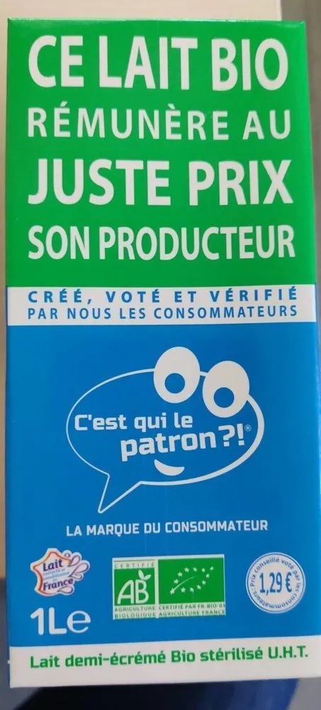 Lait demi-écrémé bio uht