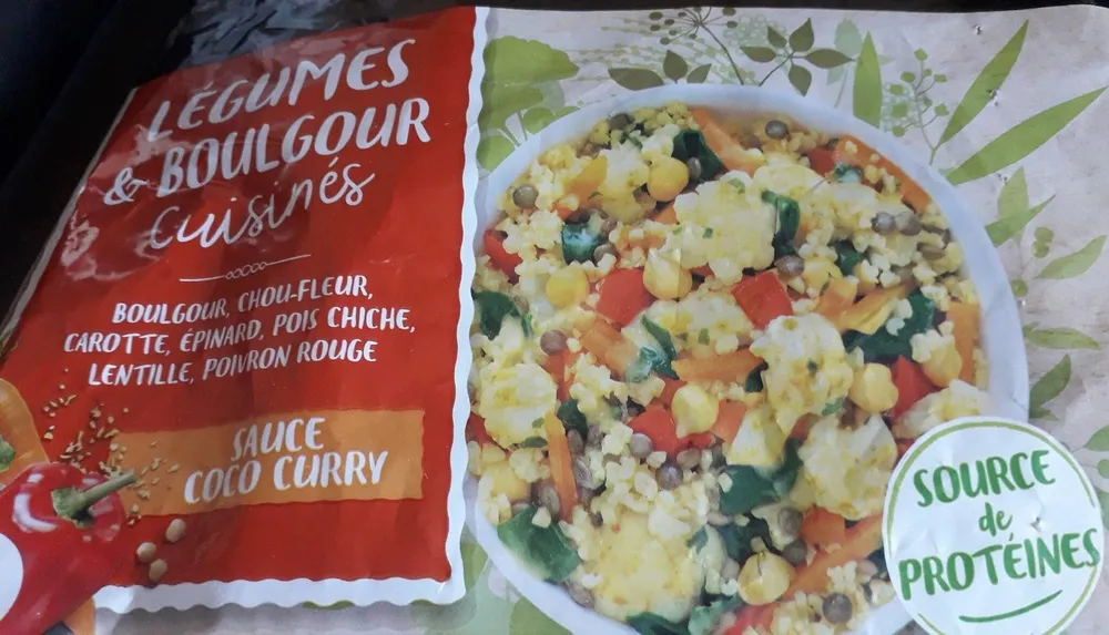 Melange de legumes et boulghour cuisinés sauce coco curry