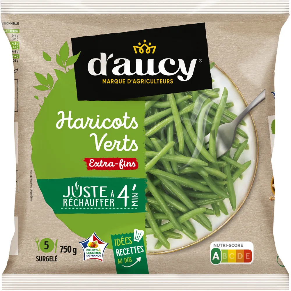 Haricots verts extra fins Juste à réchauffer d'aucy 750g