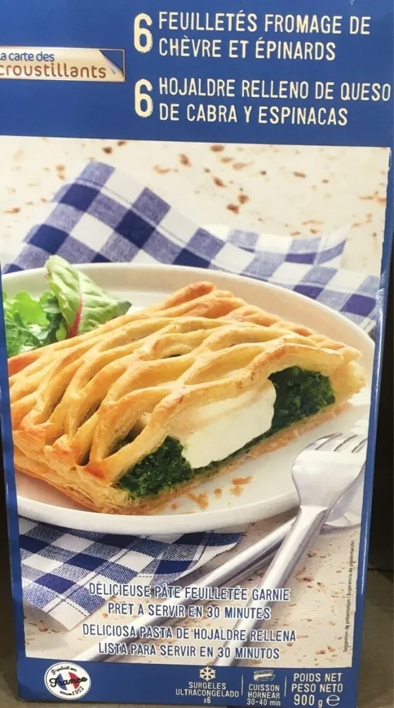 6 hojaldres rellenos de queso de cabra y espinacas
