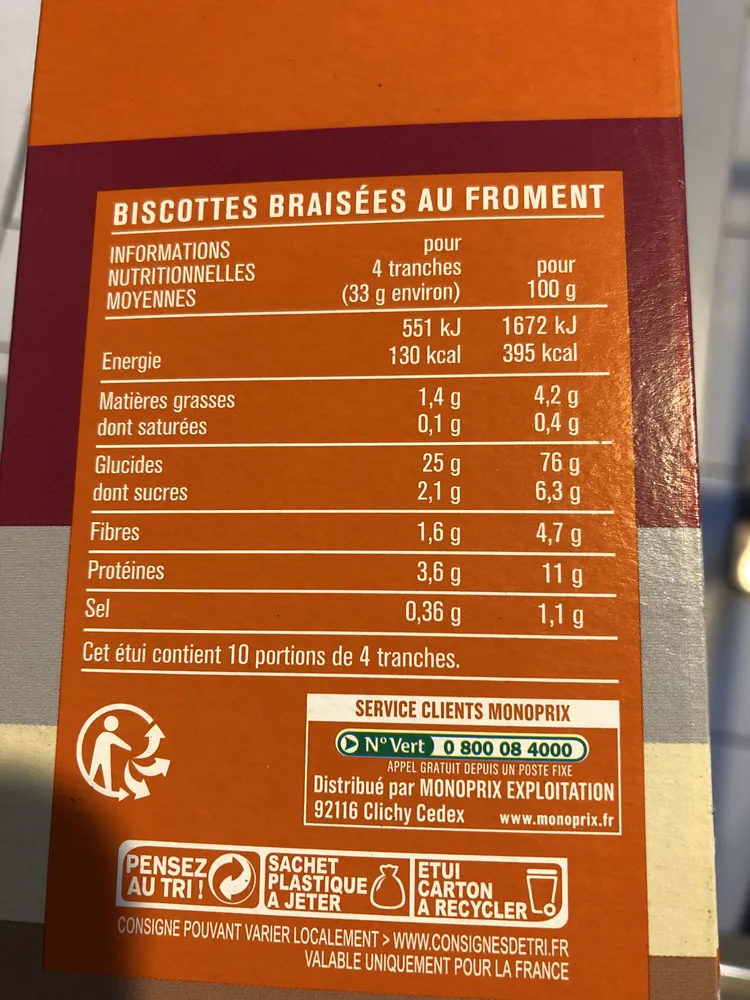 Biscottes braisées légères et croustillantes