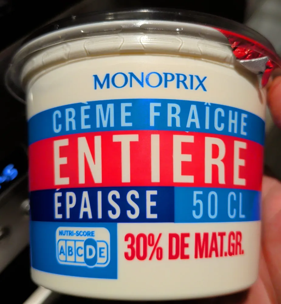 Crème fraîche entière épaisse 30% de mat. gr.
