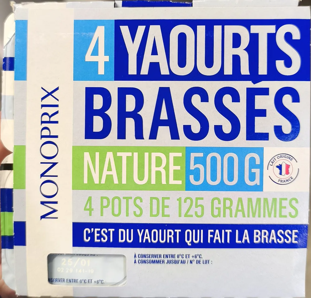 4 yaourts brassés nature