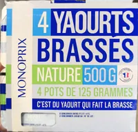 4 yaourts brassés nature
