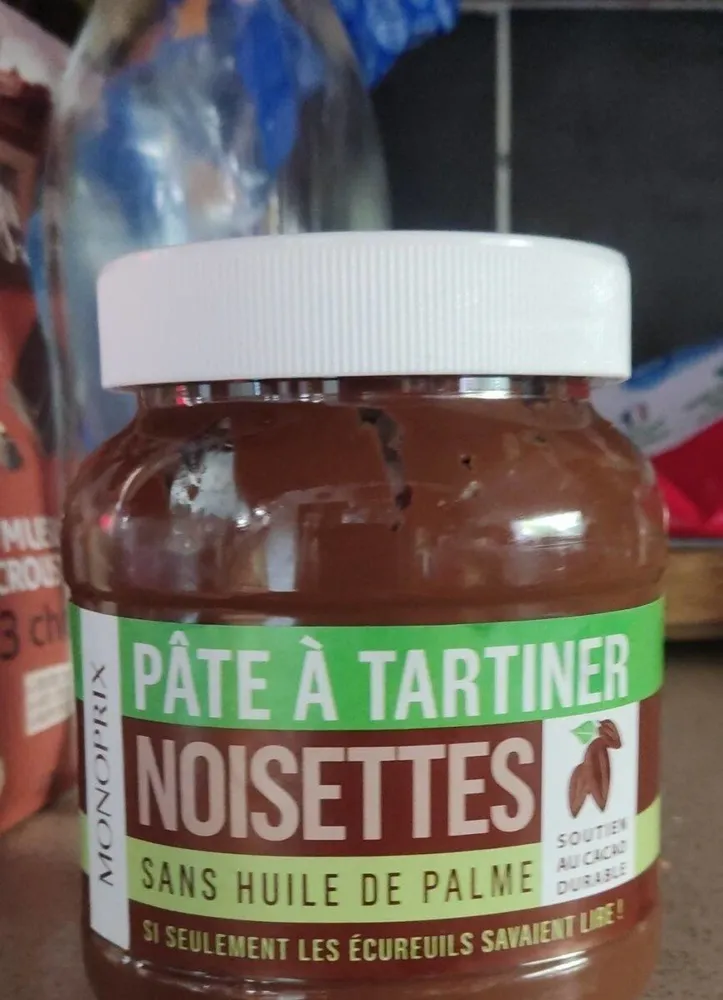 Pâte à tartiner noisettes sans huile de palme
