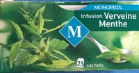 Infusion Verveine Menthe, Boîte De 25 Sachets, Marque Monoprix