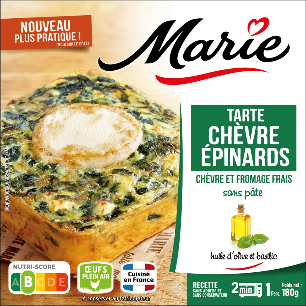 Tarte chèvre Epinard 180G Marie - sans pâte QTI