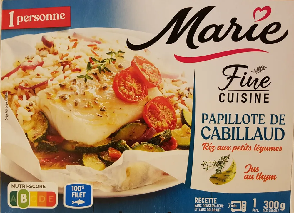 Papillote de cabillaud Riz aux petits légumes