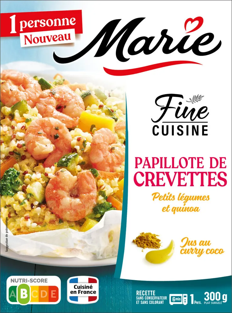 Papillote de Crevettes Petits légumes et riz