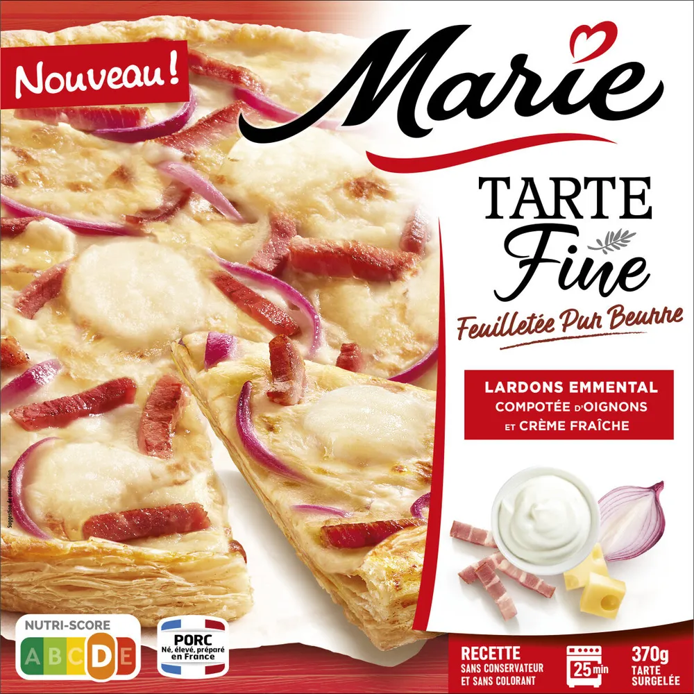 Tarte Fine - Lardons, emmental, compotée d'oignons et crème fraîche