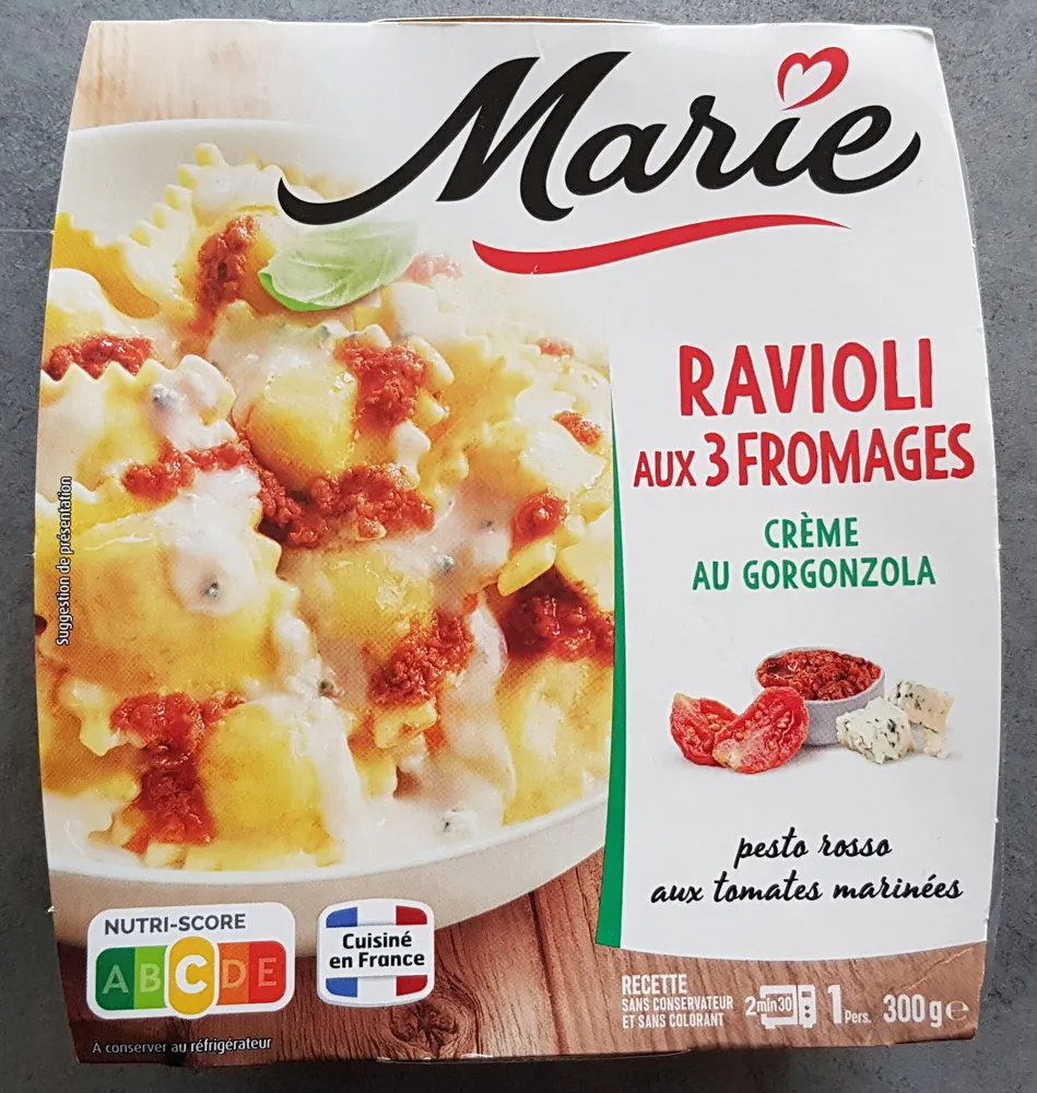 Ravioli aux 3 fromages, crème au Gorgonzola
