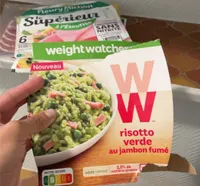 Risotto verde au jambon fumé