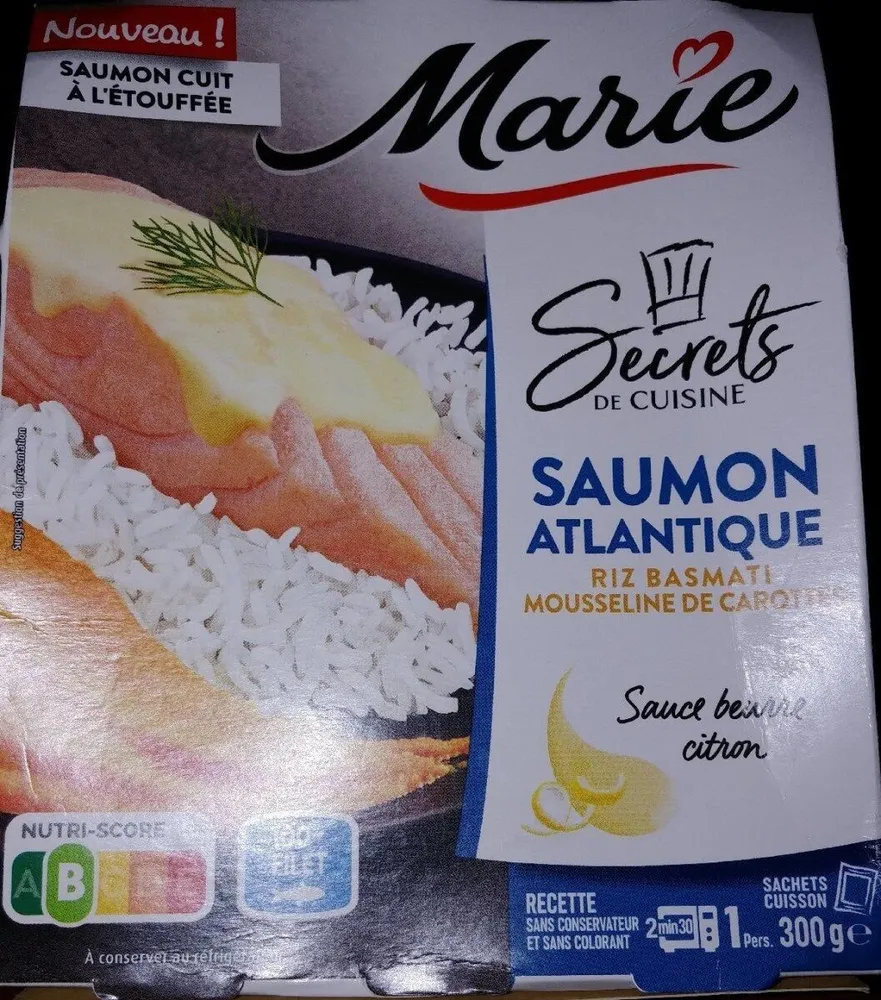 Saumon atlantique riz basmati mousseline de carottes