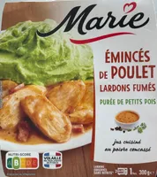 Émincés de poulet - Lardons fumés - Purée de petits pois
