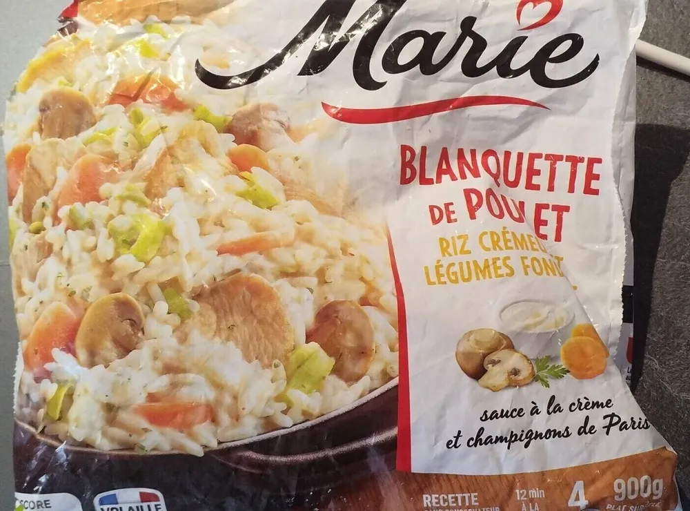 BLANQUETTE DE POULET RIZ CRÉMÉ LÉGUMES FONDANTS