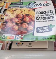 Bouchées aux pois chiches caponata boulgour aux légumes