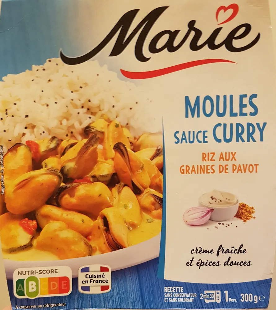 Moules sauce au Curry & riz aux graines de pavot