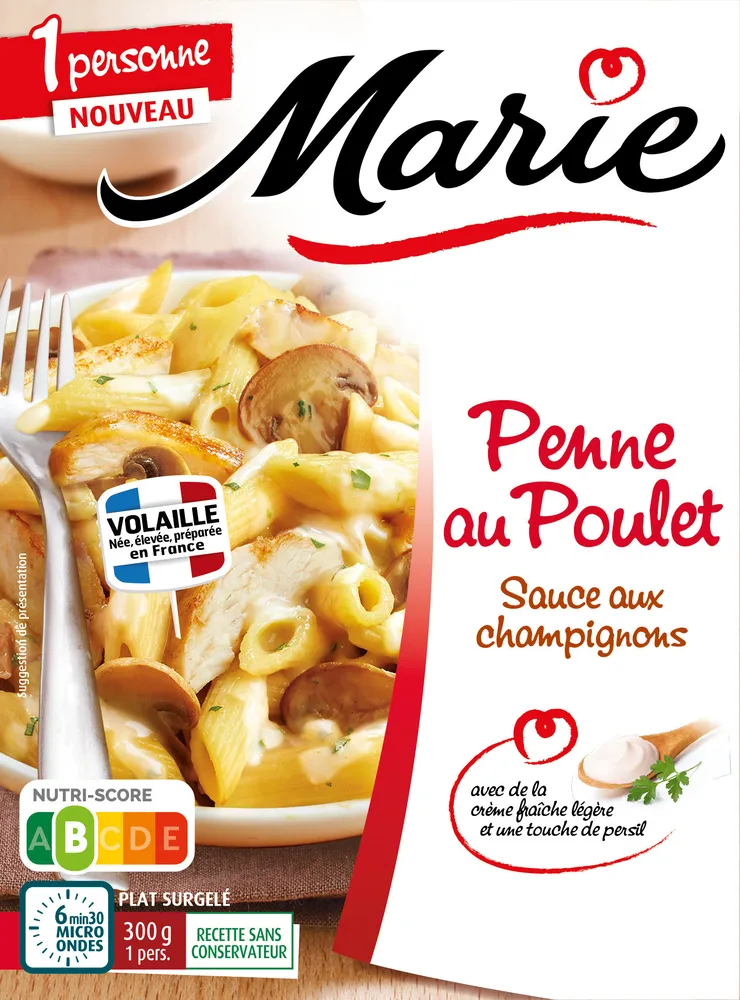 Penne au Poulet, Sauce aux champignons
