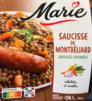Saucisse de Montbéliard, Lentilles cuisinées