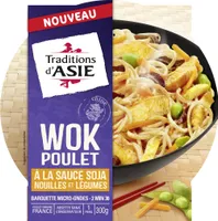 Wok Poulet à la Sauce Soja, Nouilles et Légumes 300g