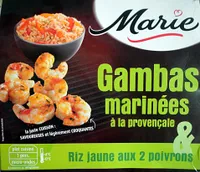 Gambas marinées à la provençale & Riz jaune aux 2 poivrons