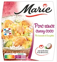 Porc sauce curry coco Riz basmati et Courgettes