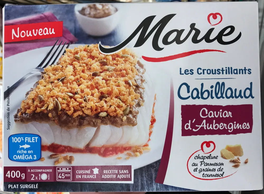Les Croustillants Cabillaud Caviar d'Aubergines