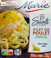 Filet de poulet, crème thym citron et tagliatelles en persillade