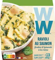 Ravioli au Saumon, Fondue d'épinards à la crème