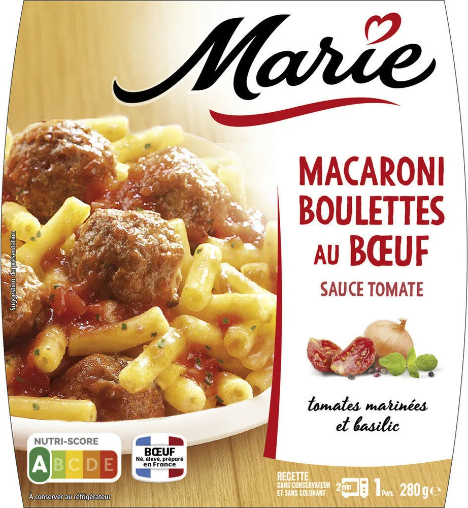 Macaroni sauce tomate et boulettes au bœuf