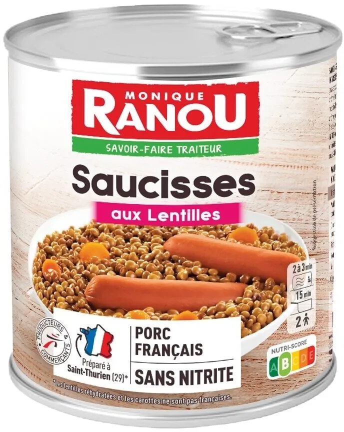 Saucisses aux lentilles 840g