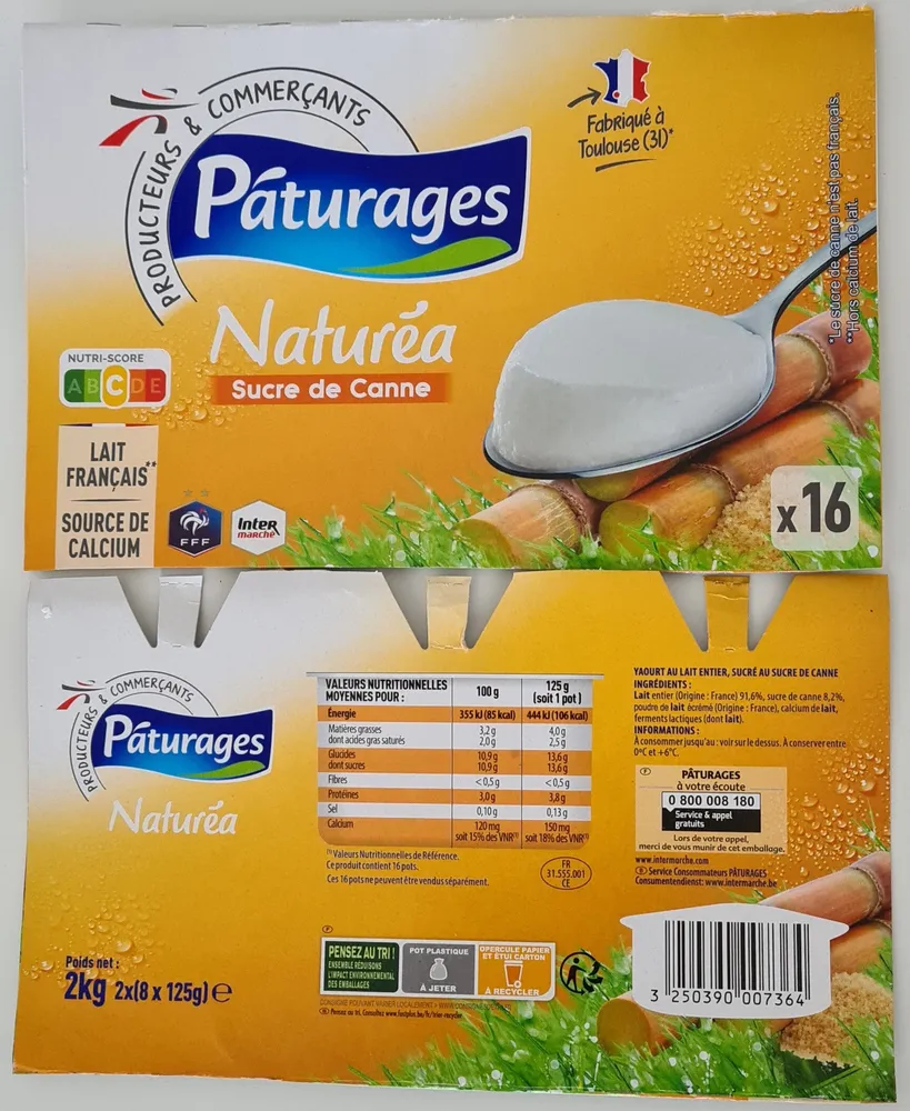 Yaourt sucré au sucre de canne