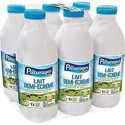 Lait uht 1/2 ecreme bt pack 6x1l