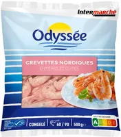 CREVETTES NORDIQUES ENTIERES CUITES -Pandalus borealis - calibre 130-180 MSC