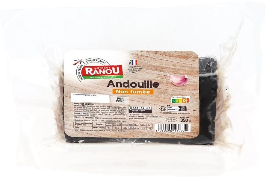ANDOUILLE NON FUMEE MORCEAUX 350g RANOU